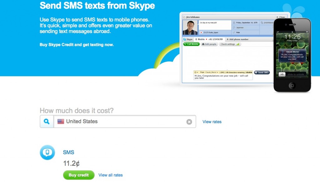 Skype SMS Texts