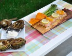 Cedar Plank-Grilled Salmon and Vegetables