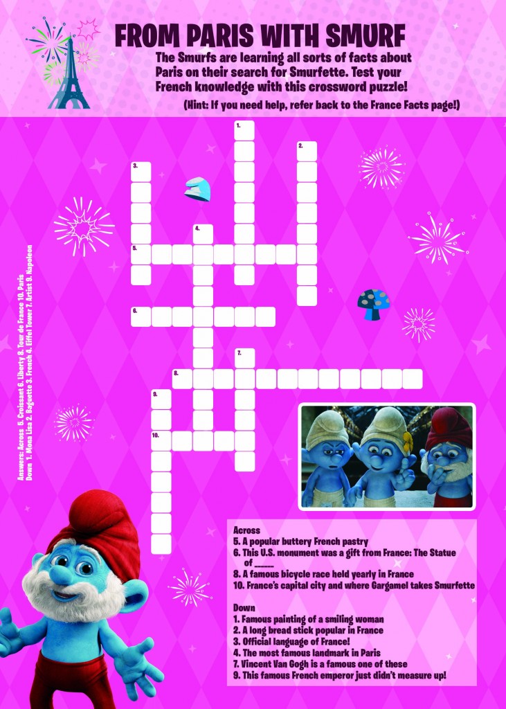 Smurfs 2 Crossword Puzzle