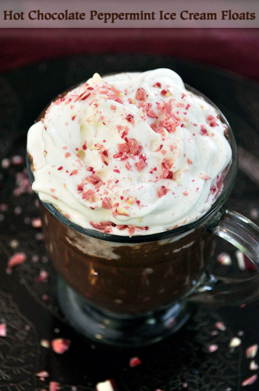 Hot Chocolate Peppermint Ice Cream Floats