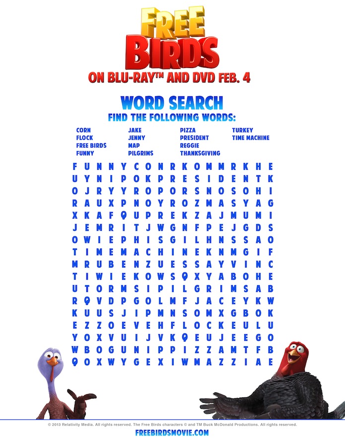 Free Birds Word Search