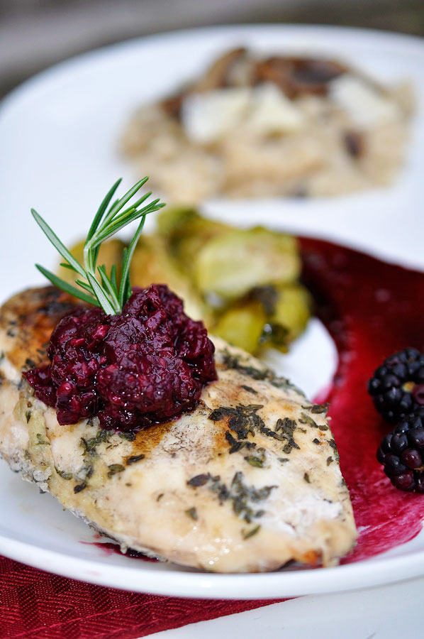 Grilled Chicken With Blackberry Rosemary Cabernet Glaze