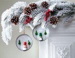 Mason Jar Lid Snowy Scene Ornament