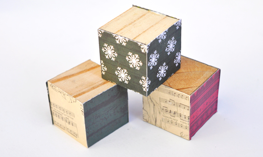 Scrapbook Paper on Wood Blocks