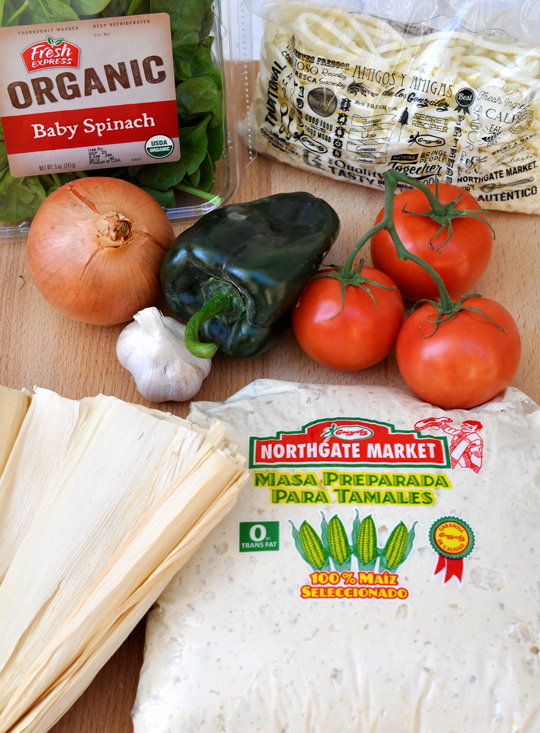 Spinach and Cheese Tamale Ingredients