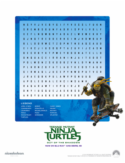 Teenage Mutant Ninja Turtles Activity Sheet