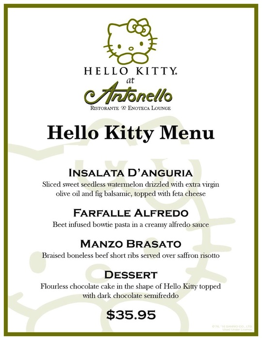 Hello Kitty Menu - Hello Kitty Wine