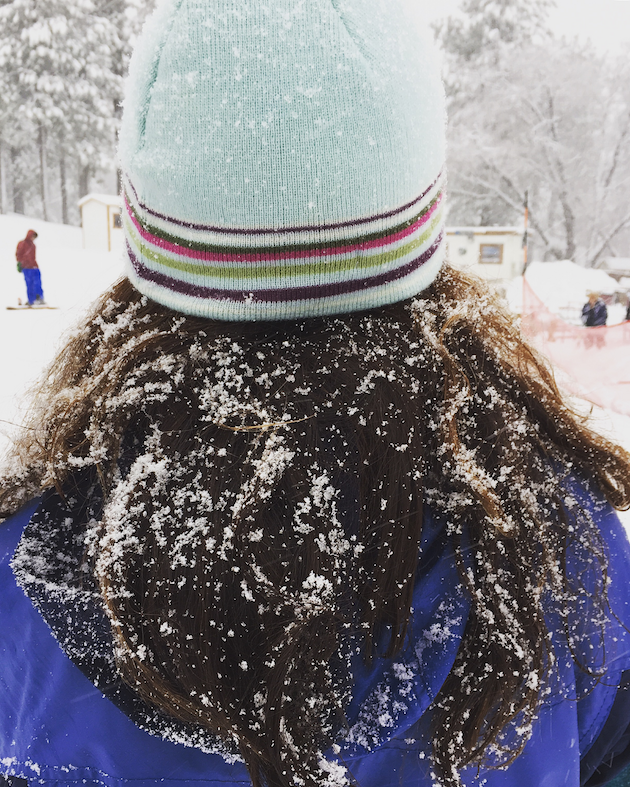 Snow on Hair - First Time Skiers
