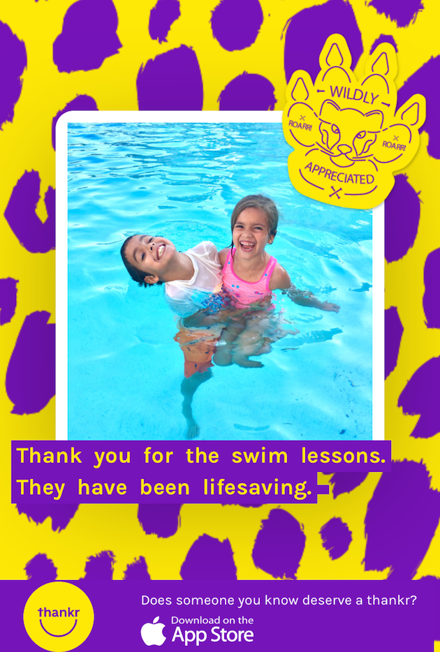 Swim Lessons Thank You Note