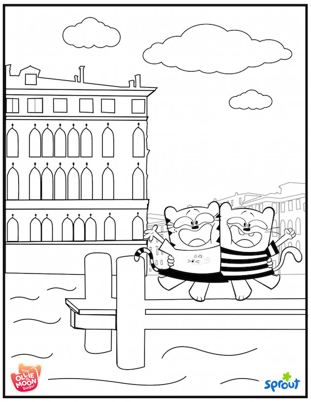 Ollie and Moon Venice Coloring Sheet