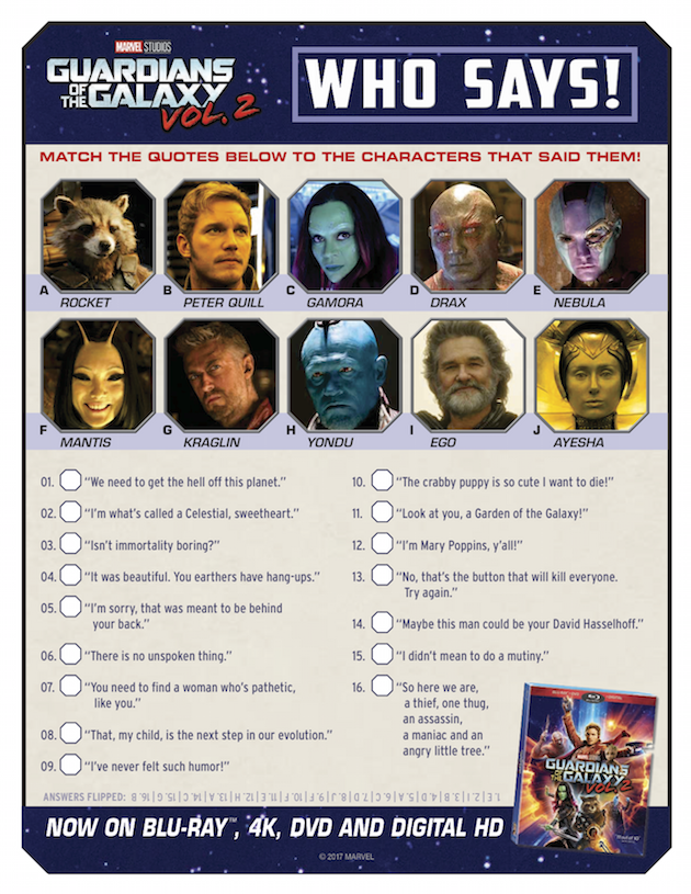 Guardians of the Galaxy Activity Sheet