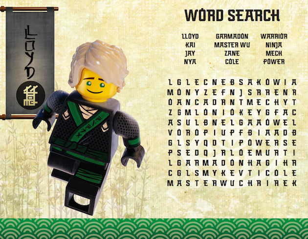 LEGO NINJAGO Word Search