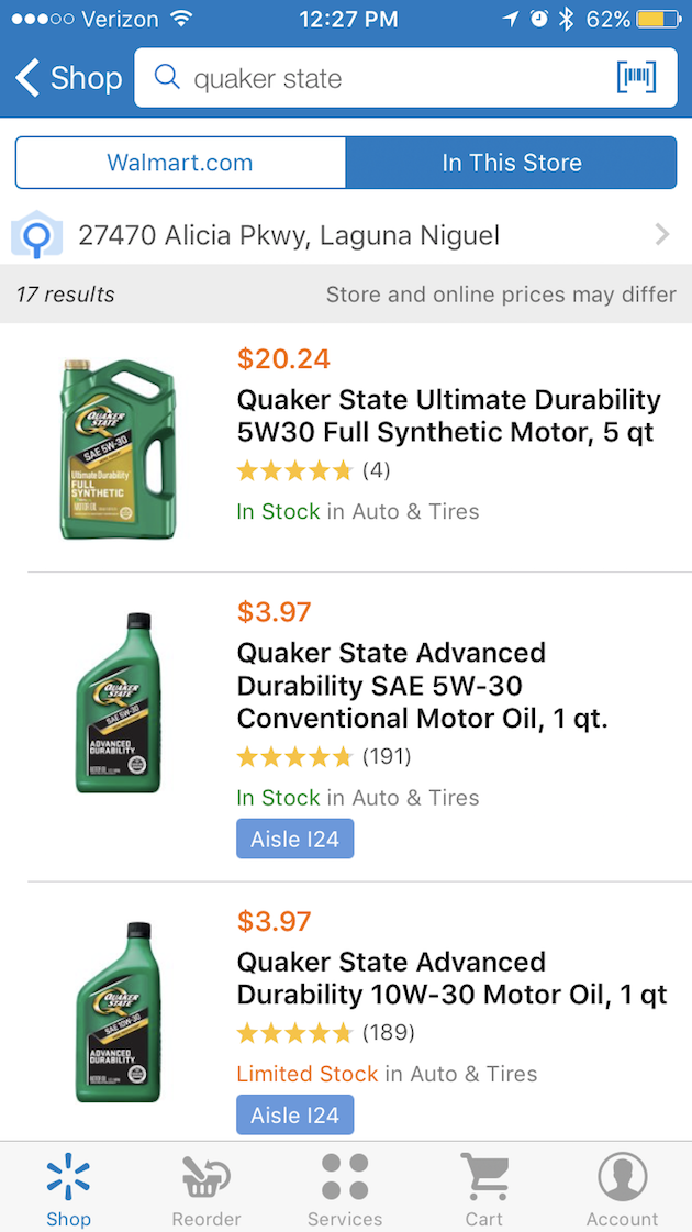 Quaker State Oil Availability