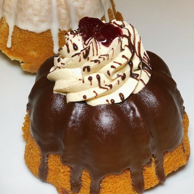 Dark Chocolate Peanut Butter Raspberry Bundt Cake
