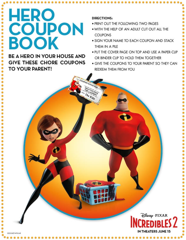 Incredibles 2 Hero Coupon Book