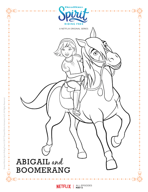 Spirit Riding Free Printable Coloring Sheet