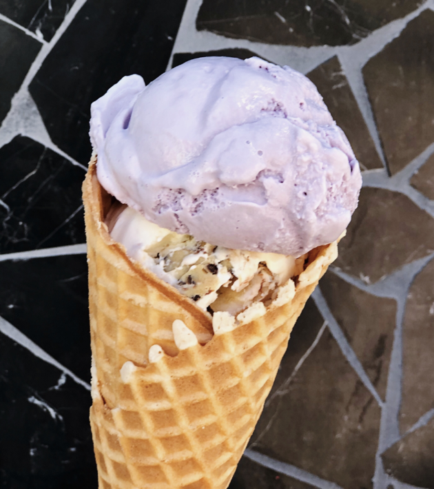 Honey Lavender Ice Cream in a Waffle Cone