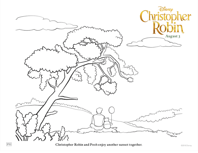 Christopher Robin and Pooh Coloring Sheet