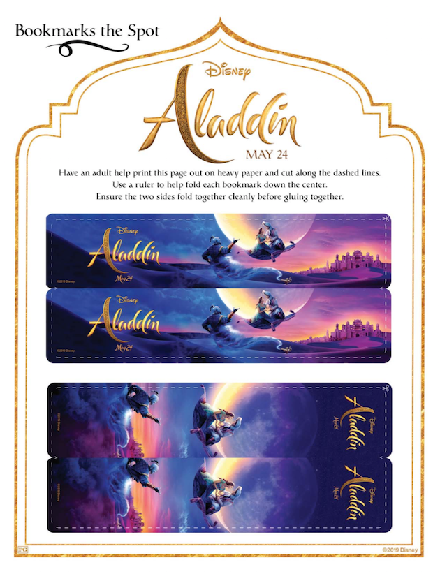 Aladdin Printable Bookmarks