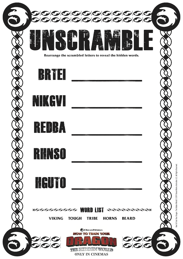 How to Train Your Dragon Unscramble Puzzle