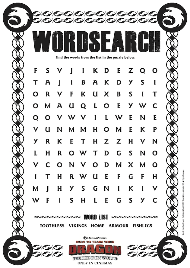 How to Train Your Dragon Word Search