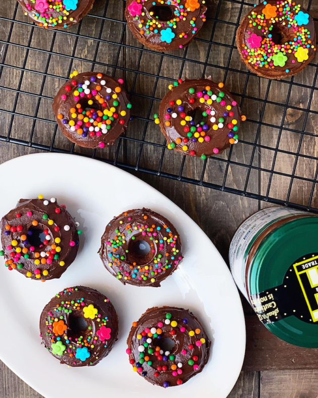 Mini Baked Chocolate Almond Butter Donuts