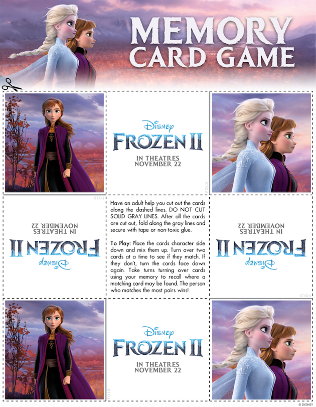 Frozen 2 Printable Memory Card Game