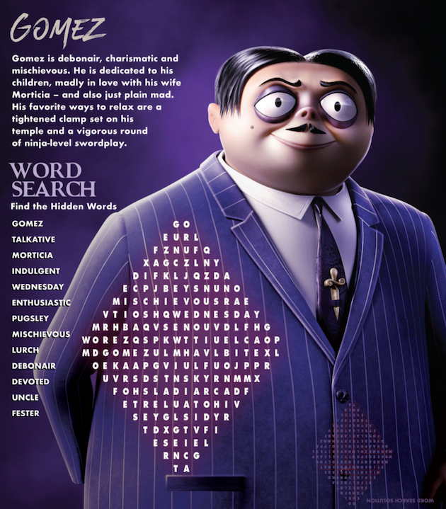 Addams Family Word Search