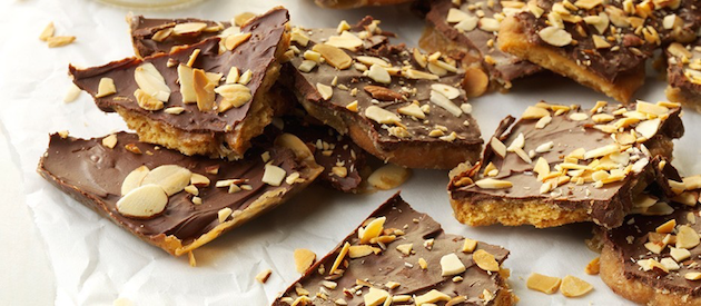 Shortbread Trefoils Toffee and Chocolate Bark with Toasted Almonds