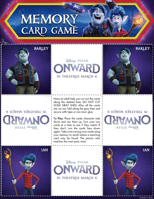 Pixar Onward Memory Game