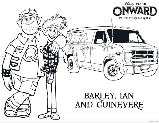 Pixar Onward Printable Coloring Sheet Barley Ian Guinevere