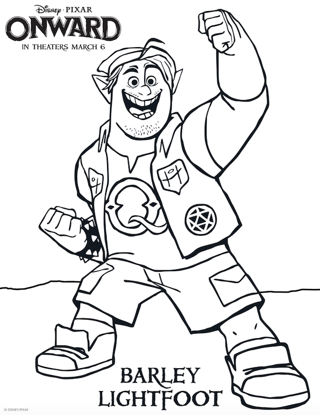 Pixar Onward Printable Coloring Sheet Barley