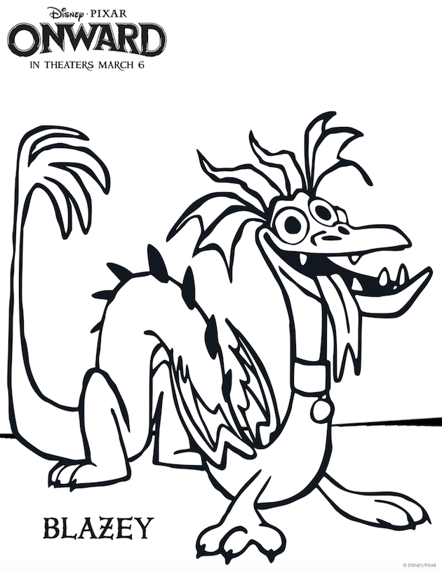 Pixar Onward Printable Coloring Sheet Blazey