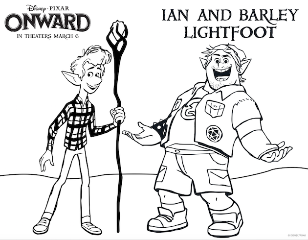 Pixar Onward Printable Coloring Sheet Ian and Barley