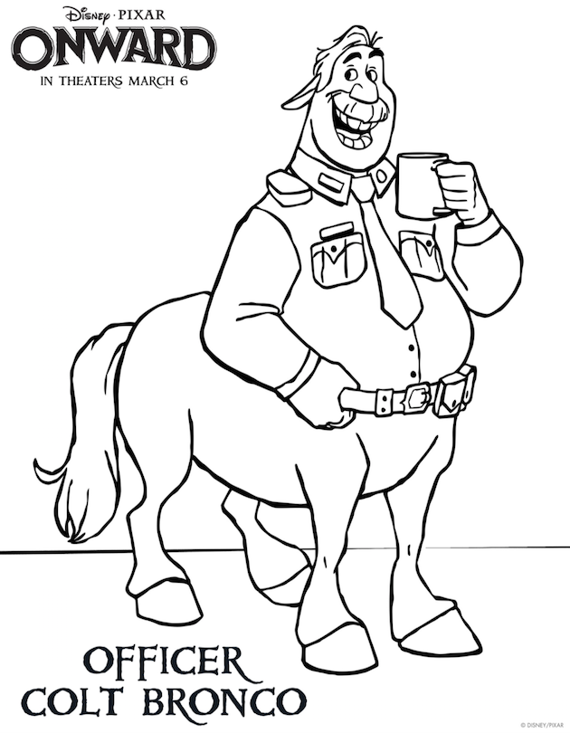 Pixar Onward Printable Coloring Sheet Officer Colt Bronco