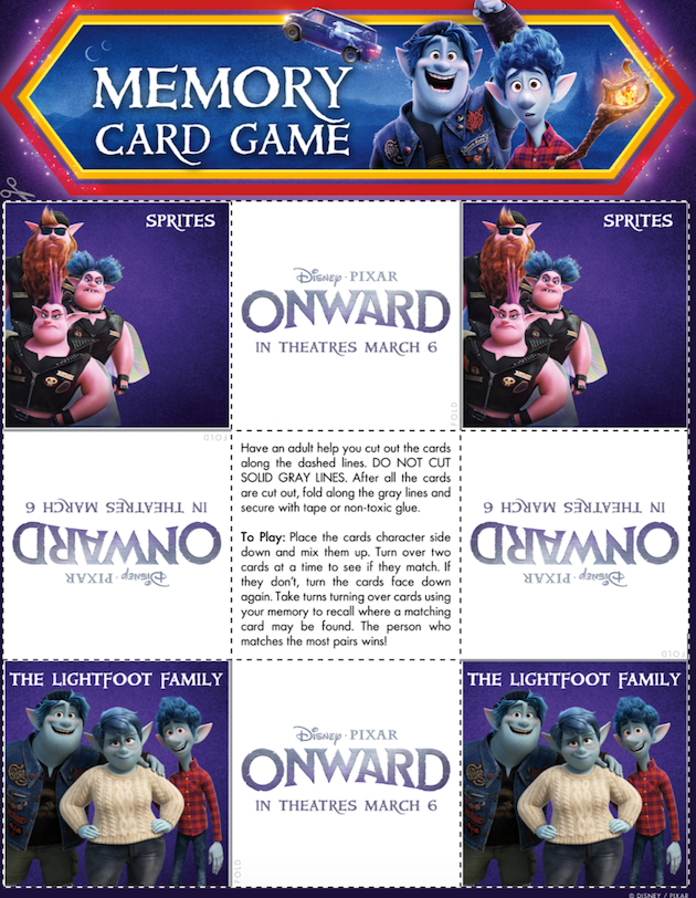 Printable Disney Pixar Onward Memory Game