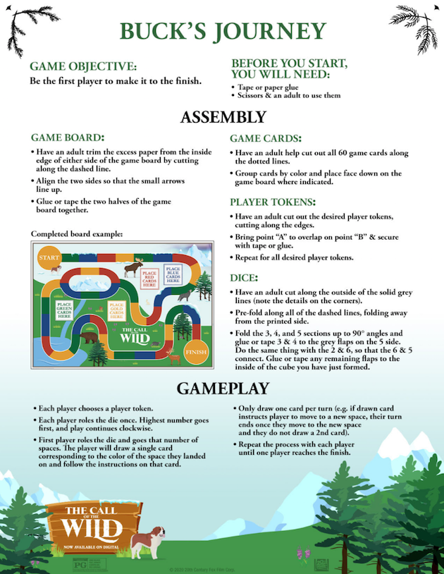 The Call of the Wild Printable Game