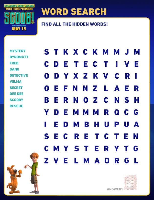 Scooby Doo Printable Word Search