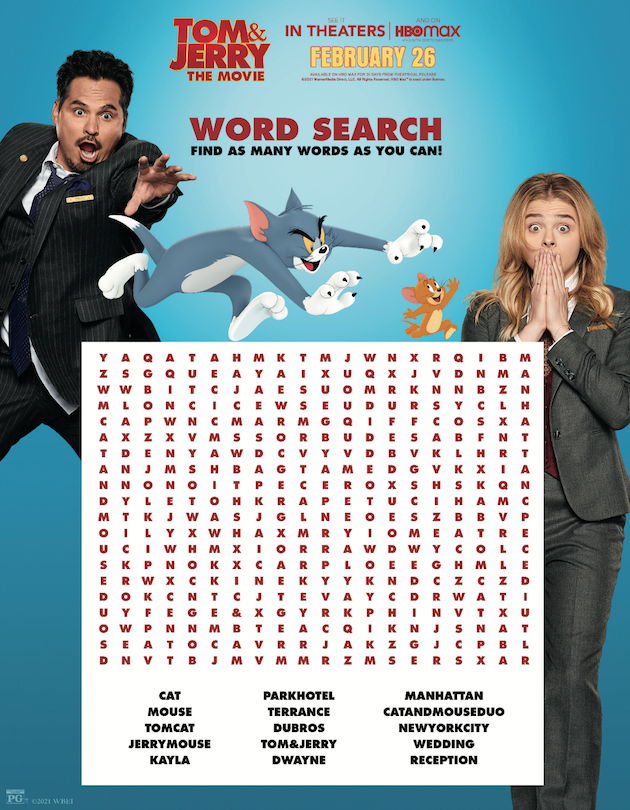 Tom and Jerry Word Search