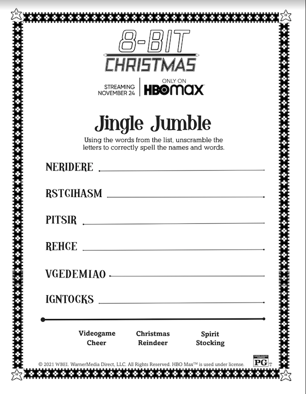 8-Bit Christmas Printable Word Scramble