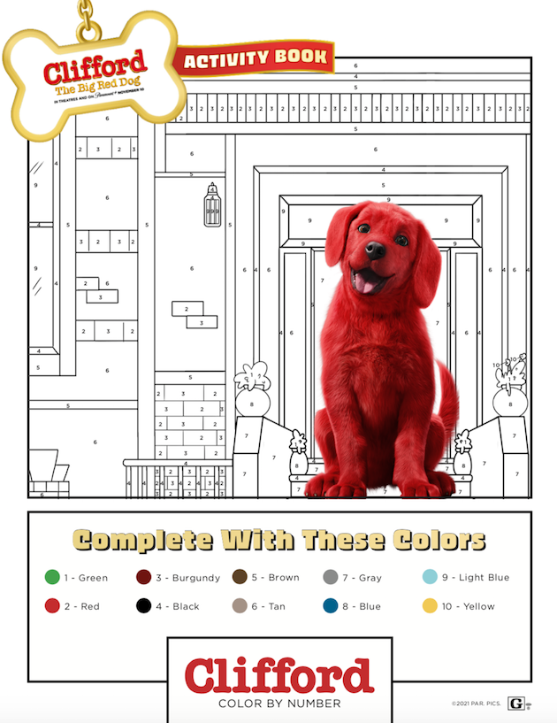 Clifford the Big Red Dog Color by Number