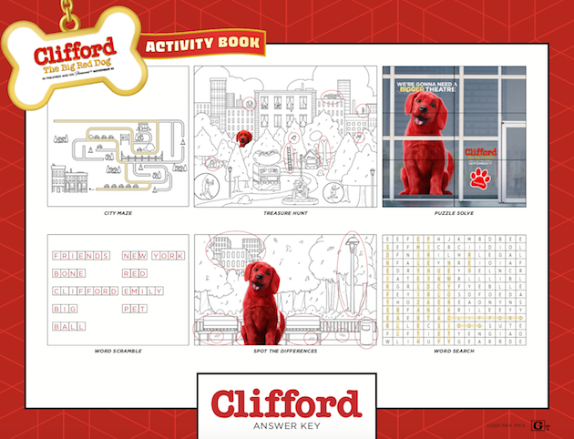 Clifford the Big Red Dog Printable Answer Key