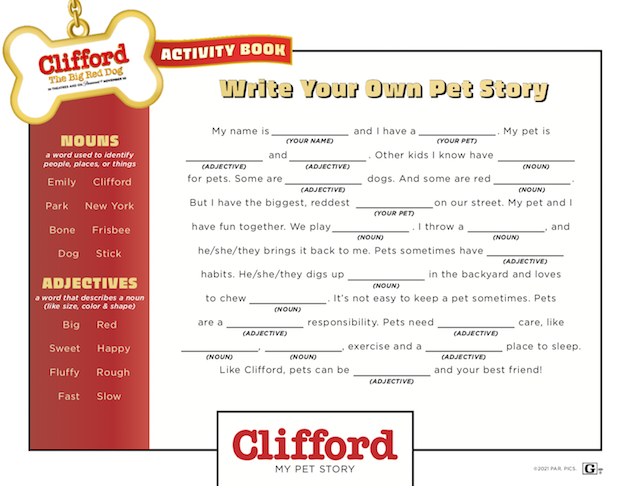 Clifford the Big Red Dog Printable Pet Story