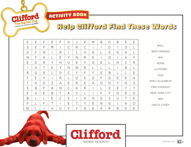 Clifford the Big Red Dog Printable Word Search