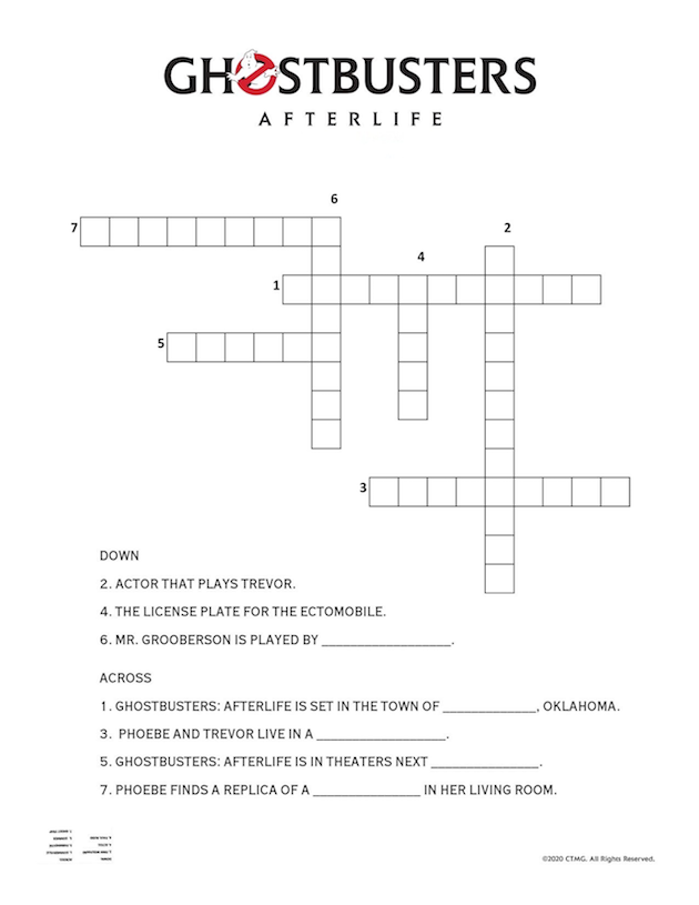 Ghostbusters Printable Crossword Puzzle