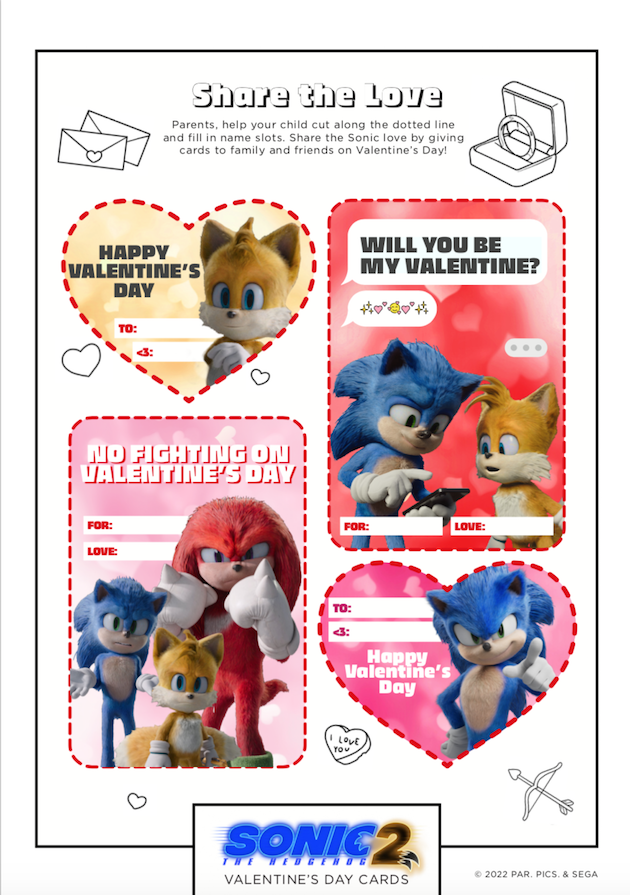 Sonic Printable Valentines